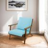 Connor Solid Wood Linen Lounge Chair - Sky Blue