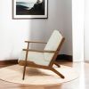 Connor Solid Wood Linen Lounge Chair - Cream