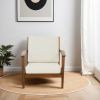 Connor Solid Wood Linen Lounge Chair - Cream