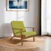 Connor Solid Wood Linen Lounge Chair - Pistachio Green