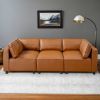 Reno Cognac Vegan Leather Modular Sofa