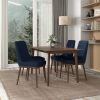 Kate Mid-Century Modern Dark Blue Fabric  Dining Chair (Set of 2)