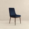 Kate Mid-Century Modern Dark Blue Fabric  Dining Chair (Set of 2)