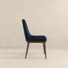 Kate Mid-Century Modern Dark Blue Fabric  Dining Chair (Set of 2)