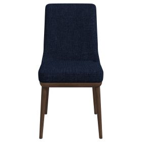 Kate Mid-Century Modern Dark Blue Fabric  Dining Chair (Set of 2)