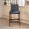 Jayden Mid-Century Modern 24" Dark Grey Fabric Stool (Set of 2)