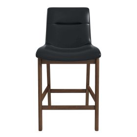 Jayden Mid-Century Modern 24" Black PU Leather Stool (Set of 2)