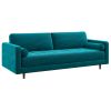 Anthony Mid-Century Modern  Teal Velvet Sofa