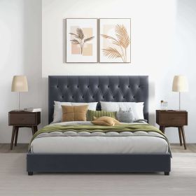 Donald Mid Century Modern Grey Velvet Platform Bed King