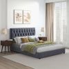 Donald Mid Century Modern Grey Velvet Platform Bed King