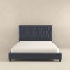 Donald Mid Century Modern Grey Velvet Platform Bed Queen