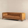 Carter Mid-Century Modern Tufted Tight Back Genuine Leather Sofa