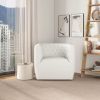 Delaney Mid-Century Modern Cream Boucle  Swivel Chair