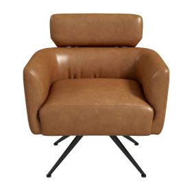 Camila Mid-Century Modern Tan Leather Lounge Chair