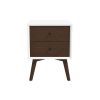 Caroline Mid Century Modern Style White Night Stand 2-Drawer