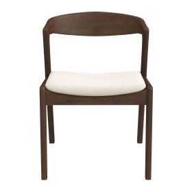 Dakota Mid-Century Modern Solid Wood Cream Velvet Dining Chair (Set of 2)