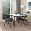 Edwin Mid Century Modern Teal Velvet Dining Chair  Set of 2