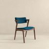 Edwin Mid Century Modern Teal Velvet Dining Chair  Set of 2