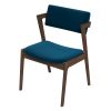 Edwin Mid Century Modern Teal Velvet Dining Chair  Set of 2