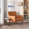 Claire Mid-Century Modern Genuine Leather Lounge Chair in Tan