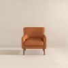 Claire Mid-Century Modern Genuine Leather Lounge Chair in Tan