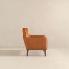 Claire Mid-Century Modern Genuine Leather Lounge Chair in Tan