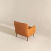 Claire Mid-Century Modern Genuine Leather Lounge Chair in Tan