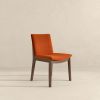 Laura Mid-Century Modern Burnt Orange Velvet Solid Wood Dining Chair (Set of 2)