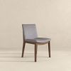 Laura Mid-Century Modern Light Grey Linen Solid Wood Dining Chair (Set of 2)