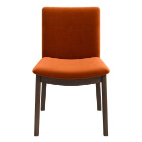 Laura Mid-Century Modern Burnt Orange Velvet Solid Wood Dining Chair (Set of 2)