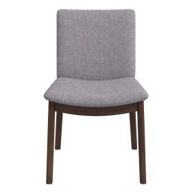 Laura Mid-Century Modern Light Grey Linen Solid Wood Dining Chair (Set of 2)