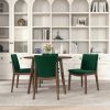 Kate Mid-Century Modern Green Velvet Solid Wood Dining Chair (Set of 2)