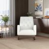 Demetrius Mid-Century Modern White Boucle Solid Wood Rocking Chair