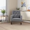 Demetrius Mid-Century Modern Light Grey Fabric Solid Wood Rocking Chair