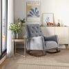 Demetrius Mid-Century Modern Light Grey Fabric Solid Wood Rocking Chair