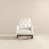 Demetrius Mid-Century Modern White Boucle Solid Wood Rocking Chair