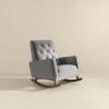 Demetrius Mid-Century Modern Light Grey Fabric Solid Wood Rocking Chair