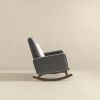 Demetrius Mid-Century Modern Light Grey Fabric Solid Wood Rocking Chair