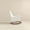 Demetrius Mid-Century Modern White Boucle Solid Wood Rocking Chair