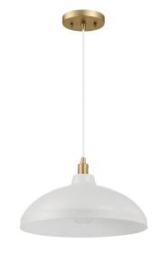 Astral Single Light White Pendant Lamp with Golder Brass Finish for Entrance Kitchen Island 14"D × 8"H