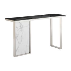 Monolith Chic Marble Console Table - White / Black Top