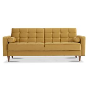 Baneton  Mid-Century Modern Yellow Velvet Sleeper Sofa