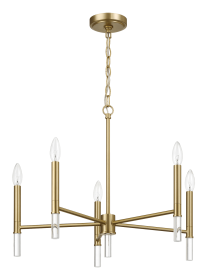 Courtyard Five Light Golden Brass Candle Light Chandelier 24"W × 17.75"H