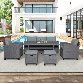 6-Piece Outdoor Rattan Wicker Patio Dining Set