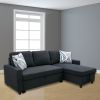 Black Flannelette 2-Piece Couch Living Room Sofabed