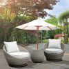 Swivel Woven Chairs, Side Table - All-Weather Resin Wicker, Powder-Coated Aluminum