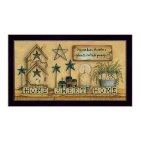 "Home Sweet Home" By Mary June, Printed Wall Art, Ready To Hang Framed Poster, Black Frame