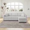 106.3" Soft Rabbit Plush 3-Person Sofa. Matches 30.7" Ottoman with Hydraulic Lift. Comfortable & Stylish. For Bedroom & Living Room. Light Gray. Moder