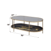 Fiorella Black Marble Print, Glass & Champagne Finish Coffee Table