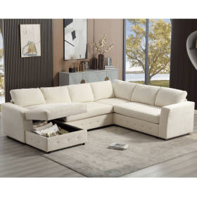 [NEW ARRIVED] [VIDEO PROVIDED]110.75" Sectional Sofa,Oversized modular sofa,Chaise Storage, Modern U Shaped Couch , Upholstered Sofas,Chenille,Crystal